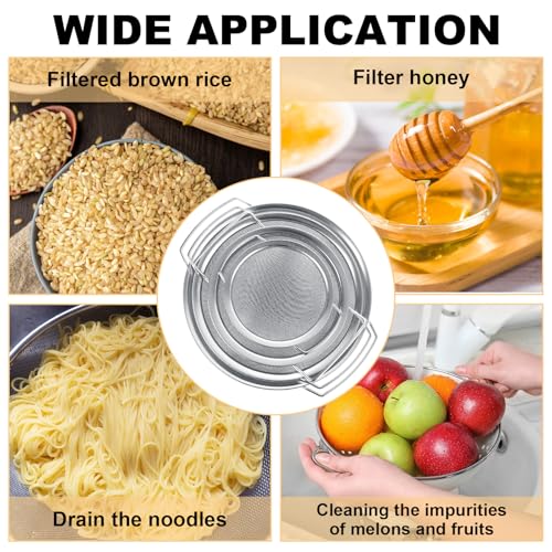 4 Pack Fine Mesh Paint Strainer with Handle, 60 Mesh Stainless Steel Paint Filter, Emulsion Honey Funnel Filter Cover Fits 1 2 3 5 Gallon Paints Bucket Filters Tool Insert