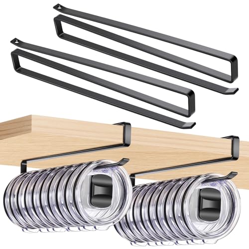 4Pack Tumbler Lid Organizer for Corner Cabinets, Space-Saving Coffee Cup Holder, Water Bottle Accessories Storage, Kitchen Organization, No Adhesive or Drilling Needed up to 48 Lids(Black) - color: Black, size: 4Pack