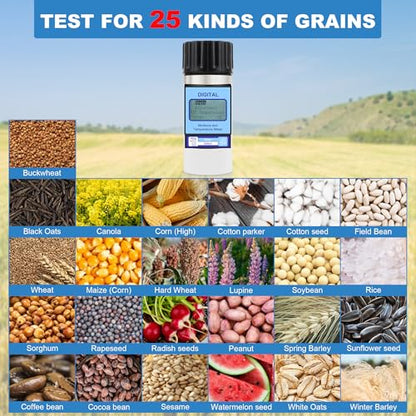 Grain Moisture Meter High Precision Grain Moisture Tester with Moisture & Temperature Display Seed Moisture Meter for 25 Grains including Wheat, Soybean, Coffee and More - color: Test 25 Grains