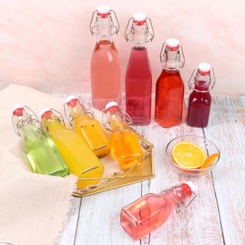12 Pack 8oz Swing Top Glass Bottles | Flip Top Glass Bottle,Square Bottles with Airtight Stoppers for Kombucha, Kefir, Vanilla Extract, Beer - size: 8oz-12pack