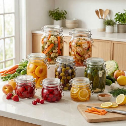 HomArtist 32 oz Wide Mouth Glass Jars with Airtigh Lids, 4 Pack Glass Pickling Jars for Canning, Fermenting, Large Mason Storage Container for Coffee, Flour, Sugar, Pasta - color: 32 floz Set-4Pack