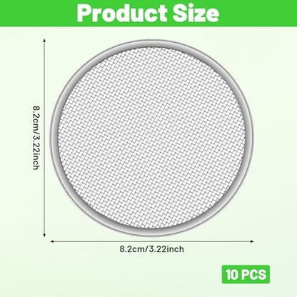 10 Pack Sprouting Lids for Mason Jars, 82mm Wide Mouth Mason Jar Strainer Lids, Stainless Steel Durable Sprouting Lid for Beans, Alfalfa, Broccoli