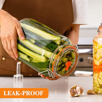 1 Gallon Glass Fermenting Jar with Airlock, Single Pack | Wide Mouth Fits Your Whole Hand For Easy Packing And Cleaning - size: 1 Gallon