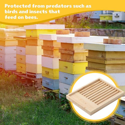 Leinuosen 2 Pack 10 Frame Slatted Rack for Beekeepers, Beehive Slatted Rack Assembled, Wood Hive Equipment, Durable Beekeeping Supplies for Beekeeping Tool (19.9 x 16.3 x 1.97 Inch)