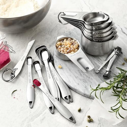 Spring Chef Stainless Steel Measuring Cups & Spoons Set of 20 with Leveler, Nesting 7 Metal Measuring Cups & 13 Spoons for Dry & Liquid Ingredients, Dishwasher Safe Kitchen Tools for Cooking & Baking - style: Cups & Spoons - Set of 20