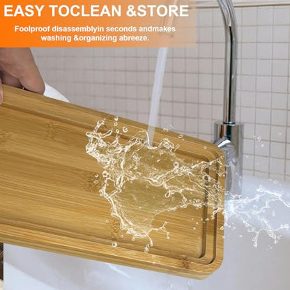 Tofu Press,Large Bamboo Tofu Press with Tofu Strainer,Drip Tray and Cheesecloth, BPA Free,Easy to Clean,Easily Remove Water from Silken/Firm/Extra Firm Tofu,Great Gift for Tofu Lover