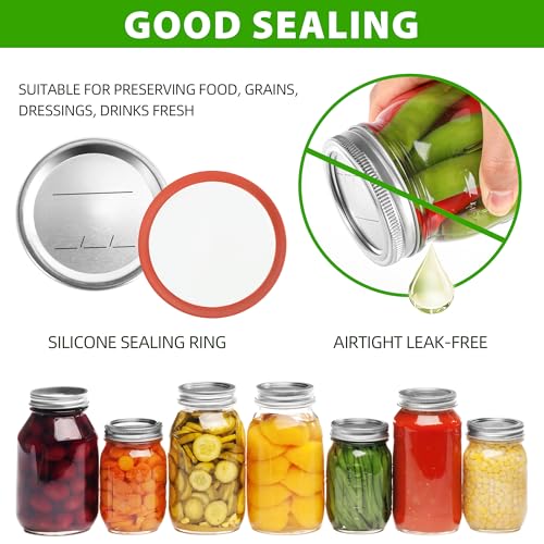 EWPJDK 56PCS Canning Lids with Rings For Mason Regular Mouth, Jars Lids With Rings/Bands Mason Jars For Canning Food Fruits DIY Food Grade Material(70mm, 28Lids + 28Rings for Regular Mouth Jar) - size: 70mm