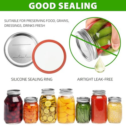 EWPJDK 56PCS Canning Lids with Rings For Mason Regular Mouth, Jars Lids With Rings/Bands Mason Jars For Canning Food Fruits DIY Food Grade Material(70mm, 28Lids + 28Rings for Regular Mouth Jar) - size: 70mm