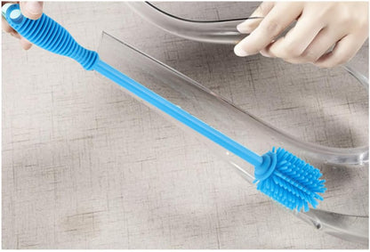 Silicone Bottle Cleaning Brush with Long Handle, BPA Free 12.5" Water Bottle Cleaner for Baby Bottles, Hydro Flask, Sports Bottle, Vase, Glassware, Perfect for Smaller Diameter Bottle Openings