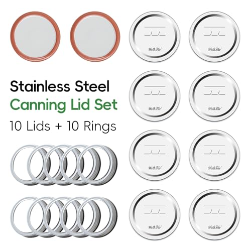 Canning Lids, Mason Jar Lids for Regular Mouth Mason Jars, 2.76 in(70 mm), Superb Reusable Lids & Rings, Compatible with Ball Mason Jars and Other Brands, Food-Grade & Airtight for Canning Jar - size: 10Lids + 10Rings for Regular Mouth Jar
