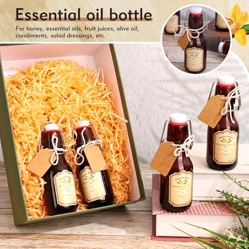 tchrules 16 Brown Vanilla Extract Bottles 5oz Swing Top Glass Bottle for Vanilla Extract Homemade, Gift Giving, Small Glass Bottles for Food Storage Canister for Bean Sauce Spice