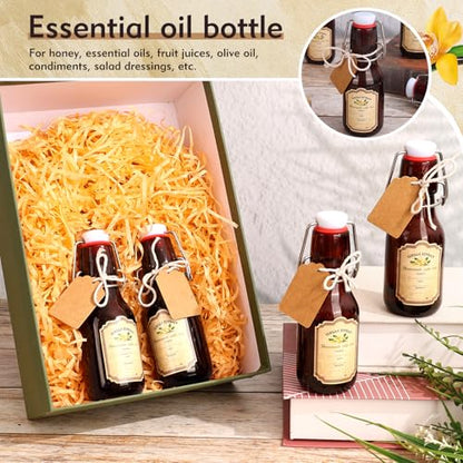tchrules 16 Brown Vanilla Extract Bottles 5oz Swing Top Glass Bottle for Vanilla Extract Homemade, Gift Giving, Small Glass Bottles for Food Storage Canister for Bean Sauce Spice