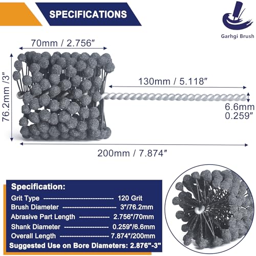 Garhgi 3 Inch (76.2mm) Cyliner Hone with 120 Grit Silicon Carbide Ball | Industrial Motorcycle Automotive Engine Rotor Brake Cylinder Bore, Carbon Residues Slag Removal Deburring Surface Preparation - size: 3.000"(76.2mm), style: 120 Grit