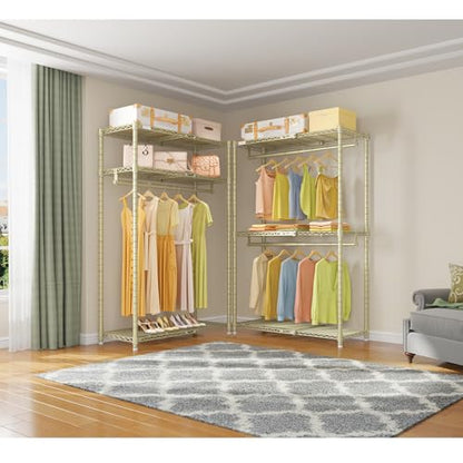 VIPEK X1 Expandable Clothes Rack Heavy Duty Adjustable from 2' to 3'5" with Adjustable Shelves and Hanger Rods, Reach-in & Walk-in Closets Metal Garment Racks Portable Closet, Gold - color: Gold, size: X1
