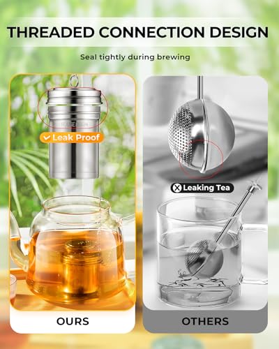 HOUSE AGAIN Tea Infuser, Extra Fine Mesh Tea Strainers for Loose Tea, 18/8 Stainless Steel Tea Strainer with Extended Chain Hook, Tea Steeper for Brew Tea, Spices & Seasonings for Single Cup, 1 Pack - size: Small × 1