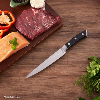 OAKSWARE 5.5 Inch Kitchen Utility Knife, German High Carbon Stainless Steel | Razor Sharp Full Tang Forged Meat Trimming & Sandwich Knife, Prep Knife & Small Chef Knife for Fruits, Cheese, Veggies, Herbs