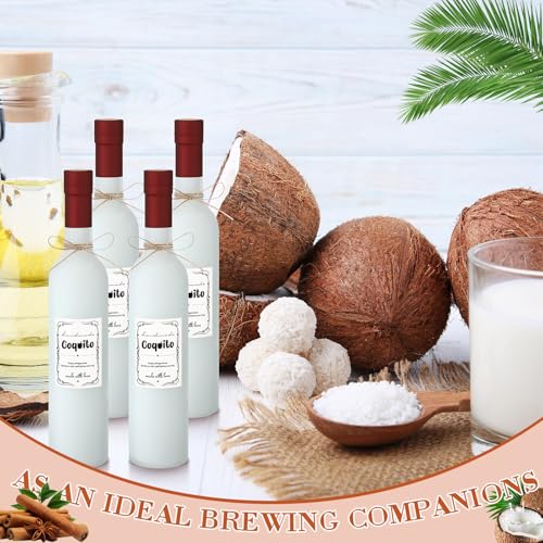 DoubleFill 8 Set Coquito Swing Top Glass Bottles 16 Oz Flip Top Brewing Bottles with Coquito Stickers Wine Airtight Caps for Home Party Milk Eggnog Kefir(Retro) - style: Retro