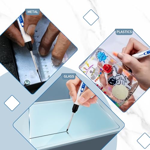 6 PCS Long Head Deep Hole Marker Pens,20mm Long Nib Marker, Longs Nose Markers, Waterproof Construction Markers Marking Tool,Permanent Markers Carpenter Ink marker Pens,Metal marking Pens - color: 6PCS-20MM-Red/Blue/Green/Black/White/Purple