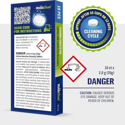 WoldoClean Cleaning Tablets for Fully Automatic Coffee Machines 10x 2g - Compatible with Breville, DeLonghi, Jura, Philips, Miele & Gaggia - size: 10 Count (Pack of 1)