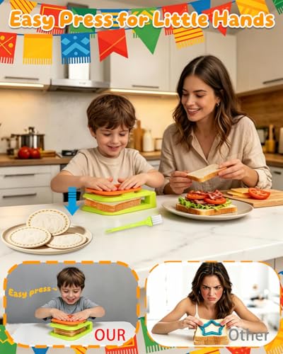 CHICHAUS Uncrustable Sandwich Maker,Sandwiches Pocket Circle Shape 3.7Inch Sandwich Cutter and Sealer,Sandwich Cutter for Kids Breakfast and lunchboxes (Green/Orange) - color: Green/Orange