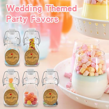 6Pcs White Lid 2 oz Mini Swing Top Glass Bottles, 60ML Mini Storage Bottles, with Lids Kraft Decoration,Small Glass Bottles,for Wedding Themed Party Favors (6)