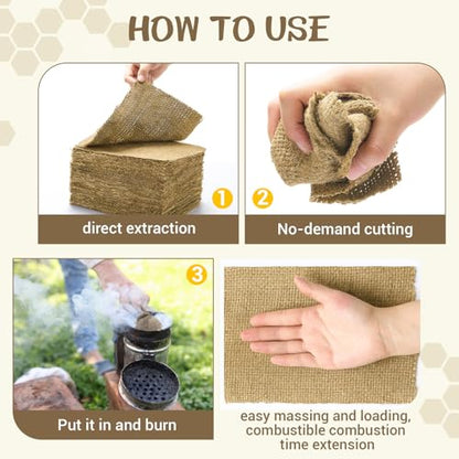 Hahafelt 4.2 Pound Burlap Bee Smoker Fuel Pellets, Jute Burlap Smoker Fuel for Beekeeping, Natural Easy to Light, Produces Cool & Light Smoke, Long Continuous Burn for Hive Inspection & Management