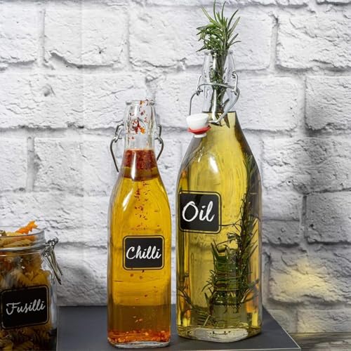 Bormioli Rocco Swing Chalkboard 33.75 oz. Square Swing-Top Bottle with Airtight Seal and Metal Clamp for Drinks, Juices, Wine, or Dressings, Single Bottle - size: 3.2 Ounces
