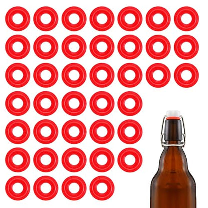 40 PCS Silicone Gaskets Washers Seals for Swing Flip Top Bottles, Replacement Caps Sealing Rings, Airtight Leakproof for Home Brew Beer, Soda, Beverage Bottles (Red Mushroom Half Cover) - color: Red Mushroom Half Cover