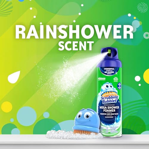 Scrubbing Bubbles Mega Bathroom and Shower Foamer Aerosol, Rainshower Scent, 20oz (Pack of 2) - size: 20 Ounce (Pack of 2)