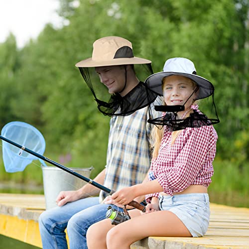Mosquito Head Net Hat, Sun Hat with Netting, Bee Keeper Hat, Safari Fishing Hats for Outdoor Hiking, Camping, Gardening - color: Grey