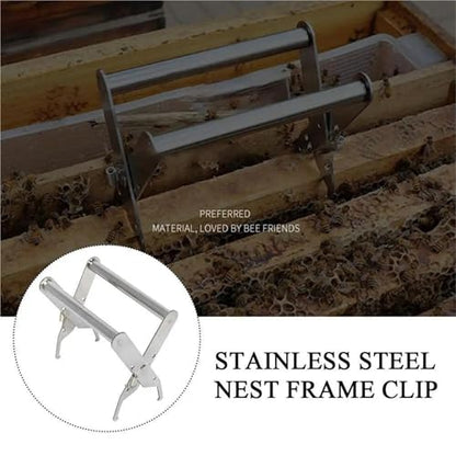Bee Hive Frame Grip 2pcs Bee Hive Frame Holder Capture Frame Grip Beehive Clip Clamp Grasp Beekeeping Accessories Increase Honey Bee Tool Silver for Beekeeeper