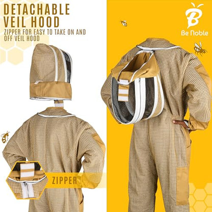 3 Layer Professional Beekeeping Suit - Heavy Duty Protective Bee Suit for Safe and Efficient Apiary Management. - color: Khaki, size: 3X-Large