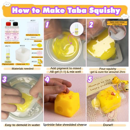 Taba Squishy Maker Squeeze Cheese Cube Silicone Gel Mold Kits Pack - color: Cheese Cube