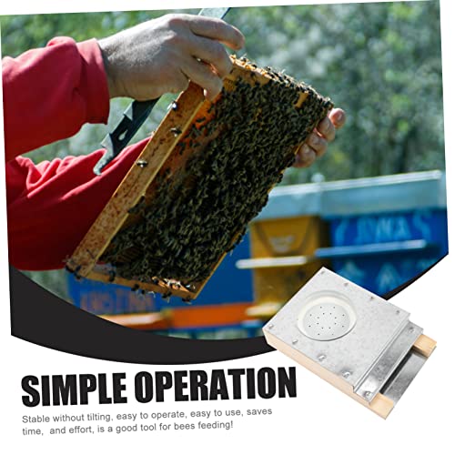 Bee Water Feeder for Beehives Wooden Board Aluminum Lid Bee Watering Station for Garden Sturdy Beekeeper Tool for Hive Entrance
