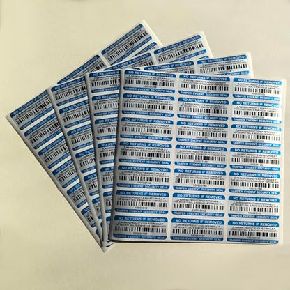 Tamper Evident Proof Barcode Stickers with Individual Serial Number Security Warranty Void Sticker,Sealing Label for Package(280pcs 2x0.8in Blue Matte Silver) - style: 280pcs Blue silver