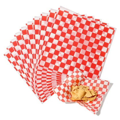 Fit Meal Prep [250 Sheets] 12x12" Deli Paper, Red and White Checkered Dry Waxed Paper for Food Basket, Sandwich Wrapping, Picnic, Burgers - color: Red Checkered