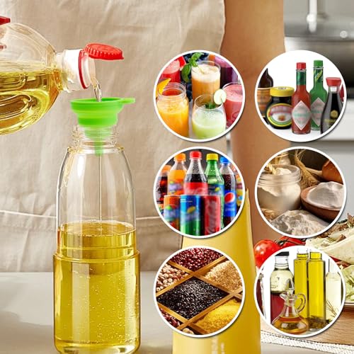 Kitchen Funnel Set of 4, Food Grade Foldable Small and Large Funnel Colorful Silicone Collapsible Funnels Flexible Funnels for Kitchen Use Filling Bottles Liquid Transfer Kitchen Gadgets Accessories