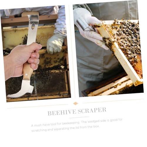 LIOOBO Beehive Frame Scraping Cleaner Beekeeping Suit Tool Hive Lifter Stainless Steel Pig Tail Knife Quick Safe Cleaning