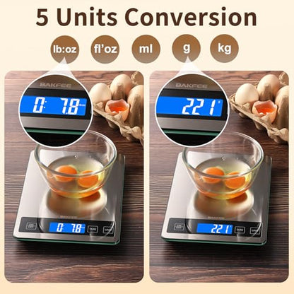 Food Scale, 15kg/33lb Digital Kitchen Scale with Stainless Steel & Tempered Glass, 1g/0.05oz Precise Weighing, Splash-Resistant and Sturdy Surface, for Cooking, Baking, Weight Loss, Meal Prep - color: Non-Rechargeable-Black