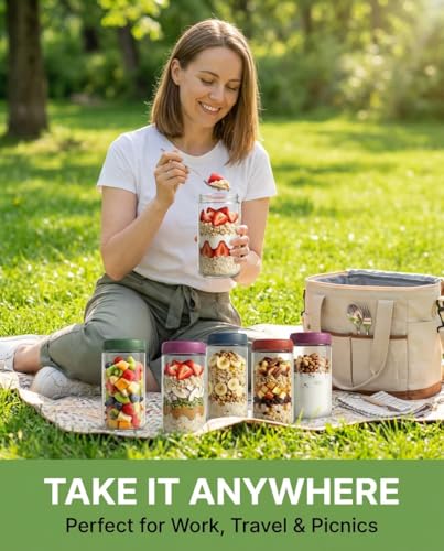 24oz 4Pack Glass Overnight Oats Jars Containers with Airtight Leakproof Lids, Reusable Mason Jars for Meal Prep, Yogurt Parfaits, Smoothies, Salads & Healthy Breakfasts (24 OZ-4-1) - color: 24 OZ-4Pack-1