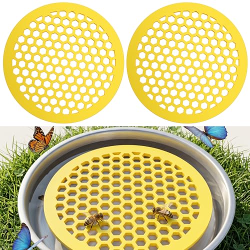 2 Pack Floating Bee Island, 7.83 Inches Lightweight EVA Foam Bee Waterer, Floating Butterfly Bees Feeding Watering Station for Bees Bath, Garden, Outdoor Decor
