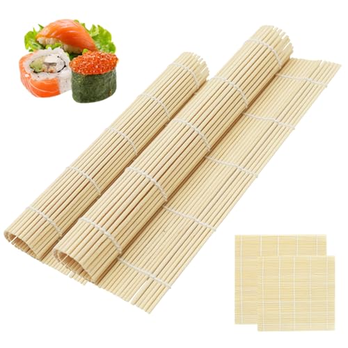 HOPELF 2 Pack 9.5&12 Inch Bamboo Sushi Mat - Sushi Roller Mat for Making, Shaping & Molding Sushi Roll & Kimbap - Food-Safe Sushi Making Supplies, Tools & Accessories - size: 9.5&12 inch