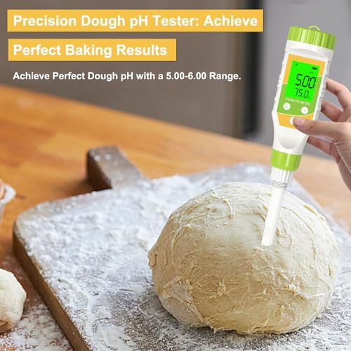 Digital pH Meter for Food Hot Sauce Canned foodpH Tester 0.01 Resolution High Accuracy Food pH Testerwith Backlit LCD Display and ATC for MEA