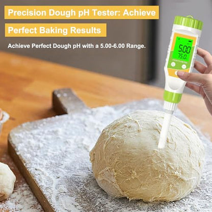 Digital pH Meter for Food Hot Sauce Canned foodpH Tester 0.01 Resolution High Accuracy Food pH Testerwith Backlit LCD Display and ATC for MEA