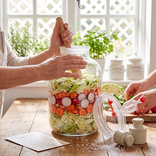Gisafai 5 Gallon Large Fermenting Jug Wide Mouth Glass Fermenting Container with Airlocks and Silicone Stoppers Fermenter Making Set Glass Water Jar for Sauerkraut Kimchi Pickles Mead & More