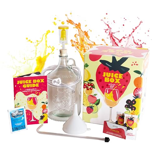 Craft A Brew - Juice Box - A Fruit Wine Making Kit - Easy for Beginners - At Home Wine Making Kit - Includes Ingredients & Reusable Equipment - Use Any Fruit Juice or Lemonade - Makes 1-Gal Batch - style: Juice Box Wine Making Kit