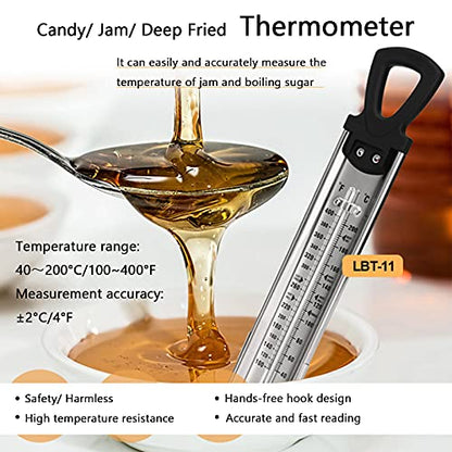 Candy Thermometer with Pot Clip, 2 Pack Deep Fry Oil Kitchen Food Cooking Thermometer for Jam, Syrup, Jelly, and Deep Fry, Instant Read Candy Thermometer for Candy Making