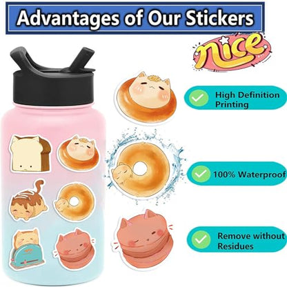 50PCS Kawaii Stickers Animal Food Word Cute Vinyl Sticker Decals Waterproof Aesthetic for Wall Laptop Bike Car Bumper Helmet Water Bottle for Kids Girls Aesthetic Stickers (Colourful-3) - color: Colourful-3