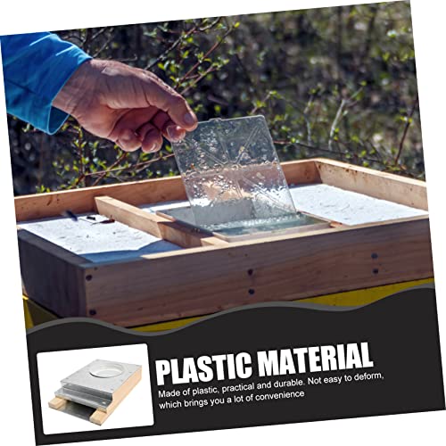 Bee Water Feeder for Beehives Wooden Board Aluminum Lid Bee Watering Station for Garden Sturdy Beekeeper Tool for Hive Entrance