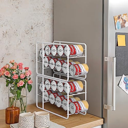 MOOACE 4 Pack Can Dispenser Rack, Stackable Can Storage Organizer Holder for Canned food Kitchen Cabinet Pantry Countertop, White - color: White